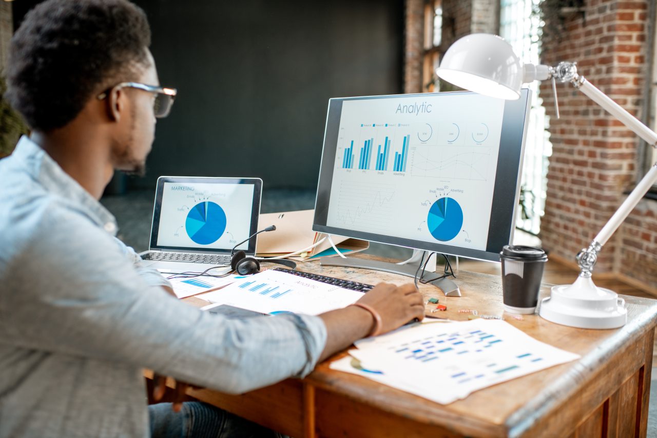 Man working with analytics at the office